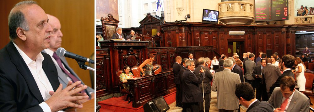 Assembleia Legislativa do Rio de Janeiro (Alerj) começa a votar nesta quarta-feira (16) o pacote de medidas de cortes de gastos do governo fluminense; os dois primeiros dos 21 projetos a serem votados vão ser apreciados pelo plenário da Casa a partir das 15h e tratam da redução de 30% dos salários do governador, vice-governador, secretários e subsecretários estaduais. O salário do chefe do Executivo estadual, por exemplo, passará de R$ 21.868 para R$ 15.307,69; o outro projeto prevê a redução do limite para pagamentos de dívidas de pequeno valor (Foto: Paulo Emílio) Assembleia Legislativa do Rio de Janeiro (Alerj) começa a votar nesta quarta-feira (16) o pacote de medidas de cortes de gastos do governo fluminense; os dois primeiros dos 21 projetos a serem votados vão ser apreciados pelo plenário da Casa a partir das 15h e tratam da redução de 30% dos salários do governador, vice-governador, secretários e subsecretários estaduais. O salário do chefe do Executivo estadual, por exemplo, passará de R$ 21.868 para R$ 15.307,69; o outro projeto prevê a redução do limite para pagamentos de dívidas de pequeno valor