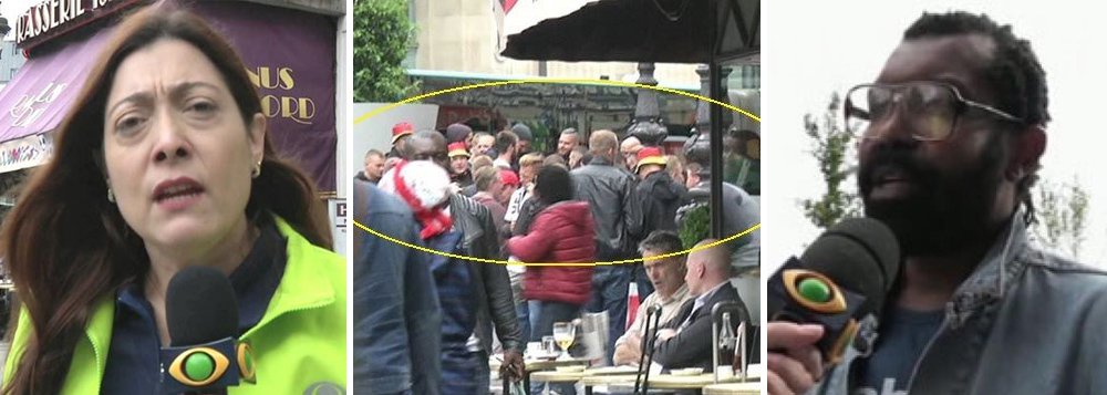 A repórter Sônia Blota e o cinegrafista Fernando Henrique de Oliveira, da TV Band, levaram um chute e um tapa no rosto; durante cobertura em Paris, eles foram abordados de forma violenta por torcedores da Alemanha, que gritaram “Fora, seus negros” (Foto: Gisele Federicce) A repórter Sônia Blota e o cinegrafista Fernando Henrique de Oliveira, da TV Band, levaram um chute e um tapa no rosto; durante cobertura em Paris, eles foram abordados de forma violenta por torcedores da Alemanha, que gritaram “Fora, seus negros”