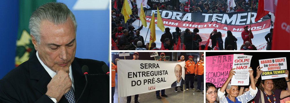Levantamento realizado pelo instituto Paraná Pesquisas a pedido do 247 revela que 59,5% da população são contra a abertura do pré-sal, já defendida pelo presidente da Petrobras no dia em que tomou posse, 56,1% não concordam com a PEC que propõe o limite de gastos públicos, incluindo saúde e educação, e 79% rejeitam a reforma da Previdência, que de acordo com o ministro da Fazenda, Henrique Meirelles, deve sair em até dois meses; pesquisa foi feita entre os dias 11 e 14 de junho (Foto: Gisele Federicce) Levantamento realizado pelo instituto Paraná Pesquisas a pedido do 247 revela que 59,5% da população são contra a abertura do pré-sal, já defendida pelo presidente da Petrobras no dia em que tomou posse, 56,1% não concordam com a PEC que propõe o limite de gastos públicos, incluindo saúde e educação, e 79% rejeitam a reforma da Previdência, que de acordo com o ministro da Fazenda, Henrique Meirelles, deve sair em até dois meses; pesquisa foi feita entre os dias 11 e 14 de junho