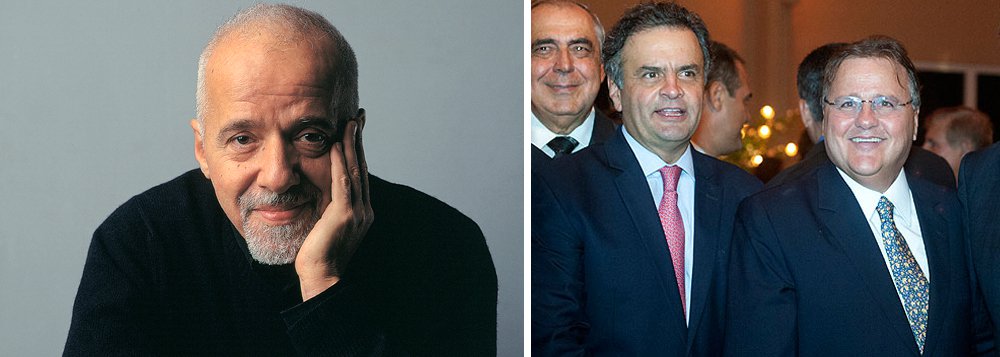 Escritor Paulo Coelho não poupou crítica ao presidente nacional do PSDB, senador Aécio Neves, que defendeu punição ao ex-ministro Marcelo Calero por denunciar o escândalo de corrupção envolvendo o presidente Michel Temer e seu ex-braço direito Gaddel Vieira Lima; "Aécio: medalha de ouro por PIOR declaração sobre o caso Geddel", escreveu Coelho (Foto: Aquiles Lins) Escritor Paulo Coelho não poupou crítica ao presidente nacional do PSDB, senador Aécio Neves, que defendeu punição ao ex-ministro Marcelo Calero por denunciar o escândalo de corrupção envolvendo o presidente Michel Temer e seu ex-braço direito Gaddel Vieira Lima; "Aécio: medalha de ouro por PIOR declaração sobre o caso Geddel", escreveu Coelho
