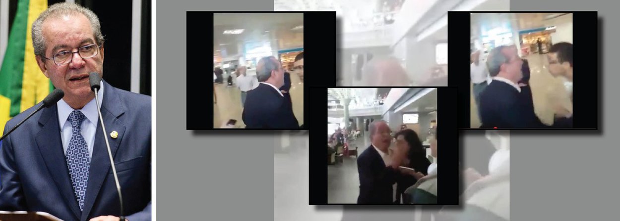 Vídeos do conflito entre o senador José Aníbal (PSDB-SP) e o advogado Bruno Ribeiro de Lima, que o chamou de "golpista" e "traidor da democracia" no aeroporto de Brasília, mostram uma agressividade maior do se divulgou inicialmente e indicam nova temperatura política do país, desfavorável ao governo interino de Michel Temer e seus aliados; a análise é do colunista do 247, Paulo Moreira Leite; ele pontua que este "é o quarto caso de hostilidade em pouco mais de um mês"; "As imagens disponíveis mostram um senador bem mais agressivo, capaz de avançar várias vezes sobre Bruno. Numa das vezes, exibe um jornal na mão. Em outro momento, empurra o advogado e faz movimentos para lhe dar um tapa -- que a câmara não registra inteiramente", relata; confira os vídeos (Foto: Paulo Moreira Leite) Vídeos do conflito entre o senador José Aníbal (PSDB-SP) e o advogado Bruno Ribeiro de Lima, que o chamou de "golpista" e "traidor da democracia" no aeroporto de Brasília, mostram uma agressividade maior do se divulgou inicialmente e indicam nova temperatura política do país, desfavorável ao governo interino de Michel Temer e seus aliados; a análise é do colunista do 247, Paulo Moreira Leite; ele pontua que este "é o quarto caso de hostilidade em pouco mais de um mês"; "As imagens disponíveis mostram um senador bem mais agressivo, capaz de avançar várias vezes sobre Bruno. Numa das vezes, exibe um jornal na mão. Em outro momento, empurra o advogado e faz movimentos para lhe dar um tapa -- que a câmara não registra inteiramente", relata; confira os vídeos