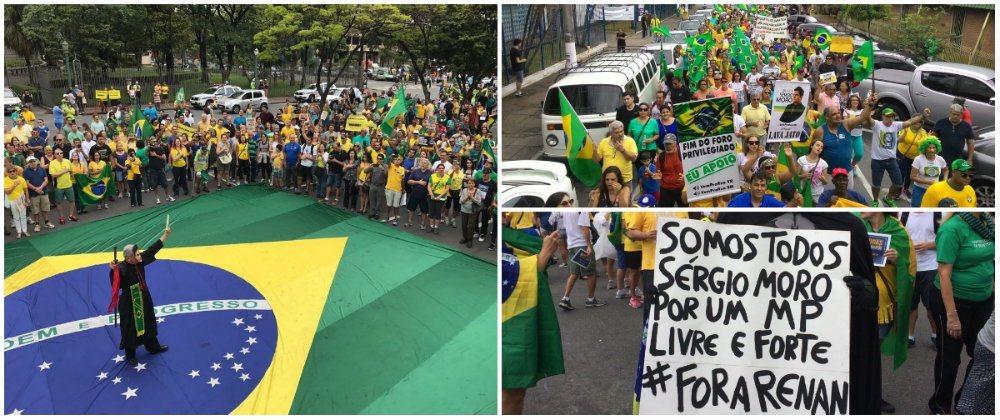 O governo de Michel Temer está preocupado com as manifestações deste domingo (4); o receio é de que os protestos sirvam para puxar uma nova onda de mobilização, desta vez pela saída de Temer; para o Planalto, o Congresso contribuiu, nos últimos dias, para aumentar a tensão política, ao aprovar um pacote que desfigurou as medidas contra a corrupção; sem conseguir reduzir sua impopularidade e sofrendo um revés atrás do outro na economia, Temer procura escapar de eventos em locais abertos desde que assumiu o cargo, há seis meses; o governo avalia que o movimento das ruas levará o Congresso a paralisar votações de matérias que têm sido vistas como retaliação de deputados e senadores às investigações da Lava Jato (Foto: Valter Lima) O governo de Michel Temer está preocupado com as manifestações deste domingo (4); o receio é de que os protestos sirvam para puxar uma nova onda de mobilização, desta vez pela saída de Temer; para o Planalto, o Congresso contribuiu, nos últimos dias, para aumentar a tensão política, ao aprovar um pacote que desfigurou as medidas contra a corrupção; sem conseguir reduzir sua impopularidade e sofrendo um revés atrás do outro na economia, Temer procura escapar de eventos em locais abertos desde que assumiu o cargo, há seis meses; o governo avalia que o movimento das ruas levará o Congresso a paralisar votações de matérias que têm sido vistas como retaliação de deputados e senadores às investigações da Lava Jato
