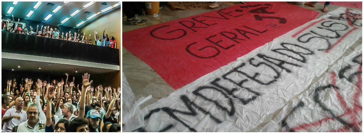 Os professores da Universidade Federal de Minas Gerais (UFMG) iniciaram nesta quarta-feira 16 uma greve por tempo indeterminado em protesto contra a PEC 55, que fixa um limite para os gastos públicos pelos próximos 20 anos; a decisão foi tomada pela maioria dos 358 presentes na assembleia, com 17 votos contrários e 11 abstenções; a UFMG tem atualmente mais de 3 mil professores efetivos (Foto: Gisele Federicce) Os professores da Universidade Federal de Minas Gerais (UFMG) iniciaram nesta quarta-feira 16 uma greve por tempo indeterminado em protesto contra a PEC 55, que fixa um limite para os gastos públicos pelos próximos 20 anos; a decisão foi tomada pela maioria dos 358 presentes na assembleia, com 17 votos contrários e 11 abstenções; a UFMG tem atualmente mais de 3 mil professores efetivos