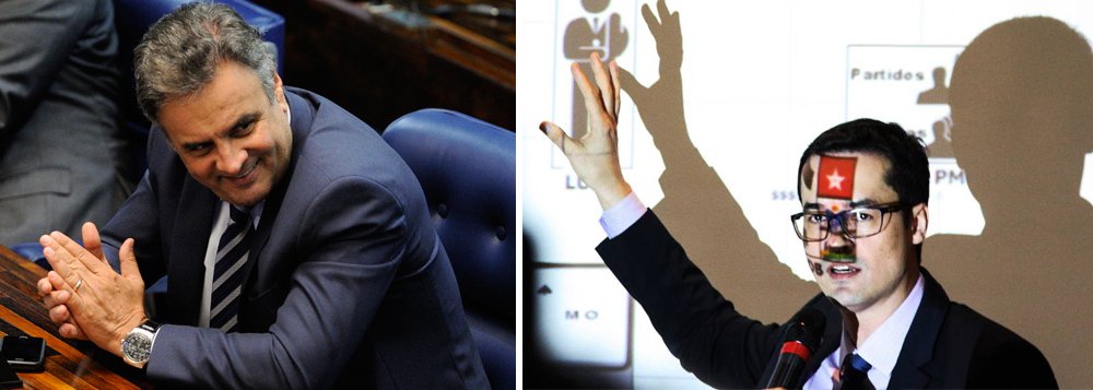 Aécio se esquece que é ele, precisamente, um dos políticos mais denunciados nas delações dentro da Operação Lava-Jato. Claro que ele sabe que jamais deixará de contar com o manto protetor de um sistema judiciário absolutamente politizado, que o vem protegendo de ter que testemunhar, evadindo assim qualquer necessidade de confessar o que seja (Foto: Eric Nepomuceno) Aécio se esquece que é ele, precisamente, um dos políticos mais denunciados nas delações dentro da Operação Lava-Jato. Claro que ele sabe que jamais deixará de contar com o manto protetor de um sistema judiciário absolutamente politizado, que o vem protegendo de ter que testemunhar, evadindo assim qualquer necessidade de confessar o que seja