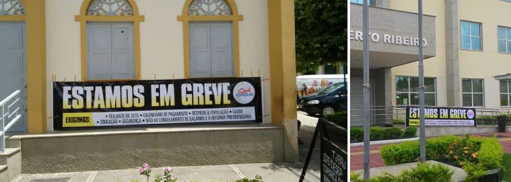Os servidores do Poder Judiciário iniciaram no Rio de Janeiro paralisação de 24 horas por reajuste salarial; a categoria ameaça entrar em greve por tempo indeterminado, a partir da próxima quarta-feira (26), caso a pauta de reivindicações não seja atendida; eles cobram a reposição da inflação, entre outras demandas; o diretor geral do Sindicato dos Servidores do Poder Judiciário do Rio de Janeiro (SindJustiça), Ramon Carrera, afirmou que a administração do TJ-RJ não cumpriu o acordo sobre progressão automática na carreira e que a categoria está há dois anos sem reajuste (Foto: Leonardo Lucena) Os servidores do Poder Judiciário iniciaram no Rio de Janeiro paralisação de 24 horas por reajuste salarial; a categoria ameaça entrar em greve por tempo indeterminado, a partir da próxima quarta-feira (26), caso a pauta de reivindicações não seja atendida; eles cobram a reposição da inflação, entre outras demandas; o diretor geral do Sindicato dos Servidores do Poder Judiciário do Rio de Janeiro (SindJustiça), Ramon Carrera, afirmou que a administração do TJ-RJ não cumpriu o acordo sobre progressão automática na carreira e que a categoria está há dois anos sem reajuste