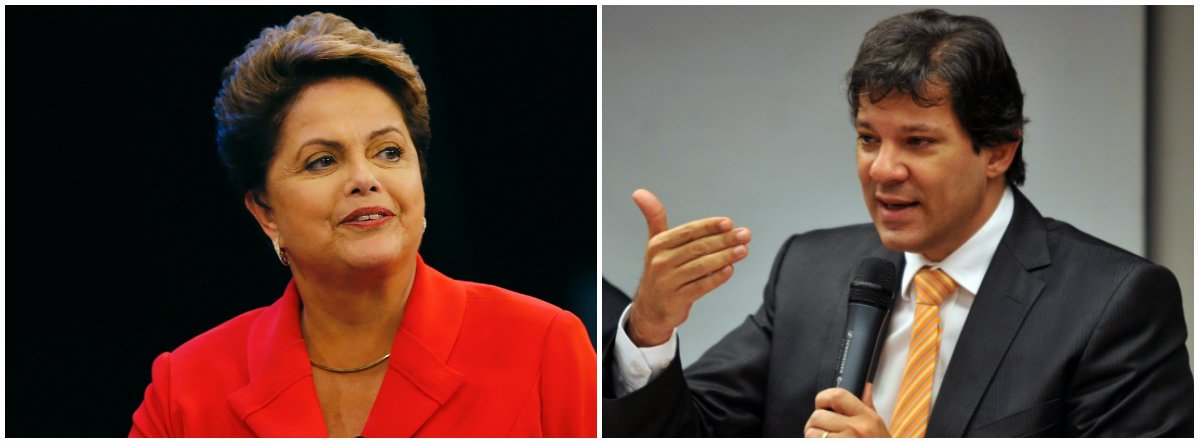 A presidente eleita Dilma Rousseff não compareceu à convenção municipal do PT que lançou o prefeito de São Paulo, Fernando Haddad, como candidato à reeleição, mas enviou uma carta ao petista; Dilma diz que São Paulo será palco "emblemático da disputa entre dois projetos distintos de país e dois projetos antagônicos de mundo. O Brasil golpista e o Brasil democrático estarão duelando na eleição de outubro em São Paulo"; a petista afirma, no entanto, que "felizmente, na luta pela igualdade, a justiça e a democracia estarão muito bem representados na candidatura à reeleição do nosso prefeito Fernando Haddad"; "A sua vitória será a vitória da democracia em seu sentido mais pleno de inclusão, civilidade e justiça" (Foto: Leonardo Lucena) A presidente eleita Dilma Rousseff não compareceu à convenção municipal do PT que lançou o prefeito de São Paulo, Fernando Haddad, como candidato à reeleição, mas enviou uma carta ao petista; Dilma diz que São Paulo será palco "emblemático da disputa entre dois projetos distintos de país e dois projetos antagônicos de mundo. O Brasil golpista e o Brasil democrático estarão duelando na eleição de outubro em São Paulo"; a petista afirma, no entanto, que "felizmente, na luta pela igualdade, a justiça e a democracia estarão muito bem representados na candidatura à reeleição do nosso prefeito Fernando Haddad"; "A sua vitória será a vitória da democracia em seu sentido mais pleno de inclusão, civilidade e justiça"
