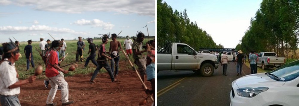 Cerca de 100 fazendeiros e pistoleiros do Mato Grosso do Sul, insatisfeitos com as propriedades ocupadas por índios que pedem a demarcação de suas terras na região, foram até o local em que o grupo acampava nessa terça-feira, 14, e chegaram atirando; um índio morreu e oito ficaram feridos, entre eles, um criança de 12 anos que levou um tiro no abdômen, passou por cirurgia e está internada em um hospital da região (Foto: Aquiles Lins) Cerca de 100 fazendeiros e pistoleiros do Mato Grosso do Sul, insatisfeitos com as propriedades ocupadas por índios que pedem a demarcação de suas terras na região, foram até o local em que o grupo acampava nessa terça-feira, 14, e chegaram atirando; um índio morreu e oito ficaram feridos, entre eles, um criança de 12 anos que levou um tiro no abdômen, passou por cirurgia e está internada em um hospital da região