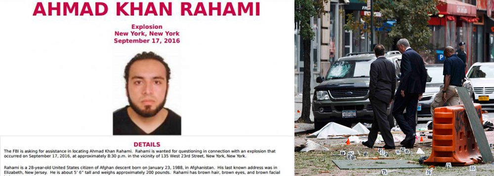 As autoridades norte-americanas informaram que estão à procura de Ahmad Khan Rahami, 28 anos, acusado de ser o responsável por ter deixado uma bomba no bairro de Chelsea, em Nova York, no último sábado 17; a explosão deixou 29 pessoas feridas (Foto: Gisele Federicce) As autoridades norte-americanas informaram que estão à procura de Ahmad Khan Rahami, 28 anos, acusado de ser o responsável por ter deixado uma bomba no bairro de Chelsea, em Nova York, no último sábado 17; a explosão deixou 29 pessoas feridas