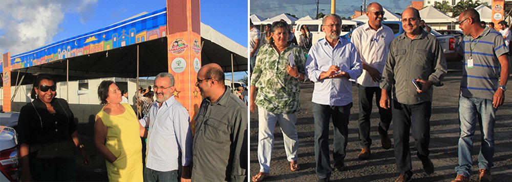 "Está tudo pronto para o Camaforró 2016", constatou na tarde desta quarta-feira o prefeito Ademar Delgado, ao vistoriar a estrutura do evento que é considerado 'o São João mais tradicional da Região Metropolitana de Salvador', e acontece nesta quinta e sexta no Espaço Camaçari; "Conversei com os técnicos da prefeitura e a Policia Militar, e a festa está pronta para acontecer", disse Ademar, lembrando que "mesmo com ajustes no orçamento, o Camaforró não vai perder o brilho e a essência que é de fomentar a economia, valorizar artistas locais e preservar a cultura nordestina e o São João" (Foto: Romulo Faro) "Está tudo pronto para o Camaforró 2016", constatou na tarde desta quarta-feira o prefeito Ademar Delgado, ao vistoriar a estrutura do evento que é considerado 'o São João mais tradicional da Região Metropolitana de Salvador', e acontece nesta quinta e sexta no Espaço Camaçari; "Conversei com os técnicos da prefeitura e a Policia Militar, e a festa está pronta para acontecer", disse Ademar, lembrando que "mesmo com ajustes no orçamento, o Camaforró não vai perder o brilho e a essência que é de fomentar a economia, valorizar artistas locais e preservar a cultura nordestina e o São João"