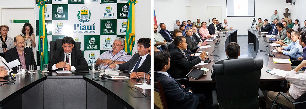 O governador Wellington Dias se reuniu com membros de associações de produtores agrícolas de diversas regiões do Piauí e defendeu a diversificação no agronegócio piauiense com implantação de novas culturas casadas com a criação de animais; segundo levantamento da Aprosoja, a área cultivada com soja e milho, principais commodities, saltou de 10 mil hectares em 1996 para 600 mil hectares em 2016, mas a estiagem prolongada em 2016 quebrou a sequência positiva na colheita; o cerrado piauiense teve seu pior desempenho na safra de grãos nos últimos 20 anos: apenas 645 mil toneladas de soja colhidas (Foto: Leonardo Lucena) O governador Wellington Dias se reuniu com membros de associações de produtores agrícolas de diversas regiões do Piauí e defendeu a diversificação no agronegócio piauiense com implantação de novas culturas casadas com a criação de animais; segundo levantamento da Aprosoja, a área cultivada com soja e milho, principais commodities, saltou de 10 mil hectares em 1996 para 600 mil hectares em 2016, mas a estiagem prolongada em 2016 quebrou a sequência positiva na colheita; o cerrado piauiense teve seu pior desempenho na safra de grãos nos últimos 20 anos: apenas 645 mil toneladas de soja colhidas