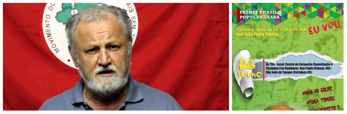 João Pedro Stédile, economista e fundador do MST, participa hoje, em Fortaleza, de uma plenária com militantes e lideranças que estão na luta contra o golpe (Foto: Fatima 247) João Pedro Stédile, economista e fundador do MST, participa hoje, em Fortaleza, de uma plenária com militantes e lideranças que estão na luta contra o golpe