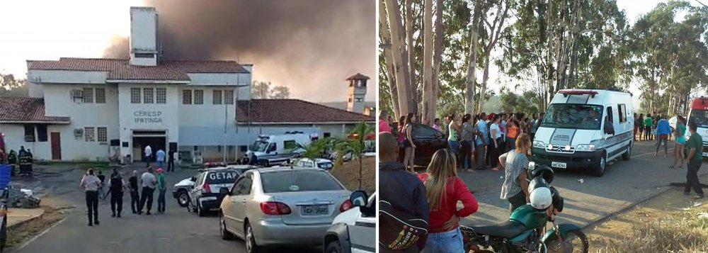 Detentos do Centro de Remanejamento do Sistema Prisional (Ceresp) de Ipatinga, no Vale do Rio Doce, iniciaram uma rebelião na madrugada desta segunda-feira (19); um detento morreu e oito ficaram feridos. Segundo a Polícia Militar (PM), a revolta é motivada pela superlotação da unidade; os detentos colocaram fogo em colchões (Foto: Felipe L. Goncalves) Detentos do Centro de Remanejamento do Sistema Prisional (Ceresp) de Ipatinga, no Vale do Rio Doce, iniciaram uma rebelião na madrugada desta segunda-feira (19); um detento morreu e oito ficaram feridos. Segundo a Polícia Militar (PM), a revolta é motivada pela superlotação da unidade; os detentos colocaram fogo em colchões
