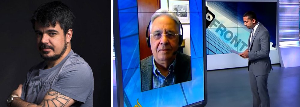 "Habituado a entrevistas com jornalistas brasileiros, que se limitam a levantar a bola para que ele corte em movimentos ensaiados, FHC teve suas posições confrontadas por um âncora da Al Jazeera e, como resultado, deu um vexame internacional", diz o escritor Pablo Villaça; "No espaço de apenas dez minutos. o ex-presidente se embaraça repetidas vezes, chegando a contradizer a narrativa que seus comparsas golpistas vêm insistindo ao falar do 'impeachment'" (Foto: Leonardo Attuch) "Habituado a entrevistas com jornalistas brasileiros, que se limitam a levantar a bola para que ele corte em movimentos ensaiados, FHC teve suas posições confrontadas por um âncora da Al Jazeera e, como resultado, deu um vexame internacional", diz o escritor Pablo Villaça; "No espaço de apenas dez minutos. o ex-presidente se embaraça repetidas vezes, chegando a contradizer a narrativa que seus comparsas golpistas vêm insistindo ao falar do 'impeachment'"