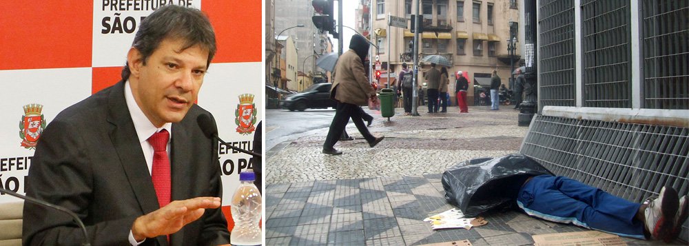 Em nota divulgada nesta sexta-feira 17, o prefeito de São Paulo critica "a grande imprensa", que segundo ele, foi "tomada por uma inédita preocupação com higienismo e moradores em situação de rua", mas que até então havia sido contra programas da Prefeitura como o "De Braços Abertos (DBA)", contra o crack; "Hoje, a imprensa me acusa de querer isentar a Prefeitura de responsabilidade pelos óbitos da última frente fria. Não é verdade", rebate; Fernando Haddad afirmou ainda que não foi encontrada "nenhuma correlação" entra a ação da GCM - que retirou colchão e outros pertences dessas pessoas - e os óbitos (Foto: Gisele Federicce) Em nota divulgada nesta sexta-feira 17, o prefeito de São Paulo critica "a grande imprensa", que segundo ele, foi "tomada por uma inédita preocupação com higienismo e moradores em situação de rua", mas que até então havia sido contra programas da Prefeitura como o "De Braços Abertos (DBA)", contra o crack; "Hoje, a imprensa me acusa de querer isentar a Prefeitura de responsabilidade pelos óbitos da última frente fria. Não é verdade", rebate; Fernando Haddad afirmou ainda que não foi encontrada "nenhuma correlação" entra a ação da GCM - que retirou colchão e outros pertences dessas pessoas - e os óbitos