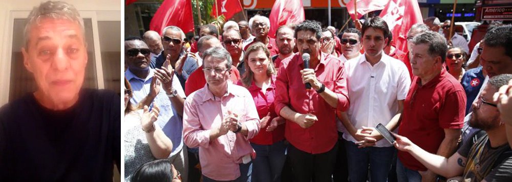 "Olá, eu sou Chico Buarque e quero mandar meu apoio e meu abraço a João Paulo, candidato a prefeito de Recife. João Paulo já foi duas vezes prefeito super bem avaliado graças a seu trabalho nas áreas de educação e saúde. João Paulo que, além do mais, gosta de frevo e de futebol", diz o cantor e compositor no vídeo de 25 segundos em apoio à candidatura de João Paulo (PT); o petista disputa o segundo turno contra o atual prefeito, Geraldo Júlio (PSB) (Foto: Paulo Emílio) "Olá, eu sou Chico Buarque e quero mandar meu apoio e meu abraço a João Paulo, candidato a prefeito de Recife. João Paulo já foi duas vezes prefeito super bem avaliado graças a seu trabalho nas áreas de educação e saúde. João Paulo que, além do mais, gosta de frevo e de futebol", diz o cantor e compositor no vídeo de 25 segundos em apoio à candidatura de João Paulo (PT); o petista disputa o segundo turno contra o atual prefeito, Geraldo Júlio (PSB)