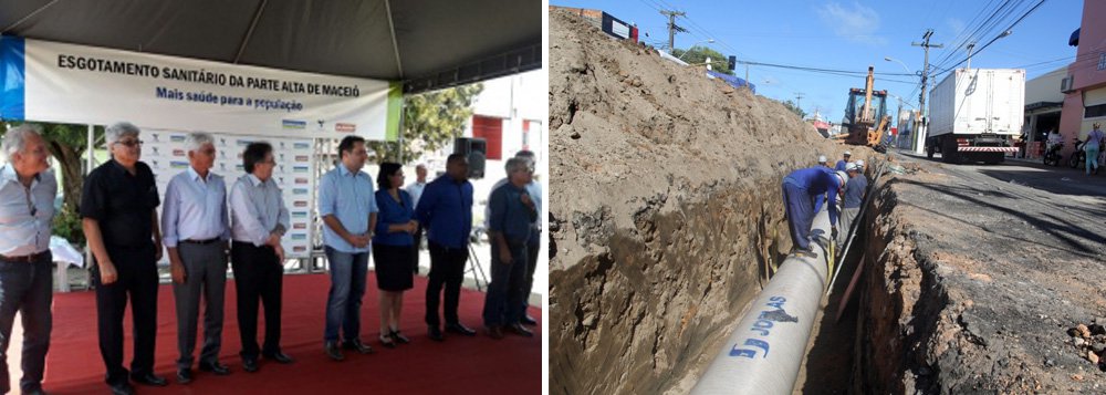 O governo de Alagoas lançou as obras de esgotamento sanitário da parte alta de Maceió; investimento será de cerca de R$ 300 milhões, provenientes de uma Parceria Público-Privada (PPP); segundo estimativa, o trabalho irá beneficiar 160 mil pessoas nos bairros Benedito Bentes I e II, Tabuleiro dos Martins, Santos Dumont, Cidade Universitária, Clima Bom, Santa Lúcia e Antares (Foto: Voney Malta) O governo de Alagoas lançou as obras de esgotamento sanitário da parte alta de Maceió; investimento será de cerca de R$ 300 milhões, provenientes de uma Parceria Público-Privada (PPP); segundo estimativa, o trabalho irá beneficiar 160 mil pessoas nos bairros Benedito Bentes I e II, Tabuleiro dos Martins, Santos Dumont, Cidade Universitária, Clima Bom, Santa Lúcia e Antares