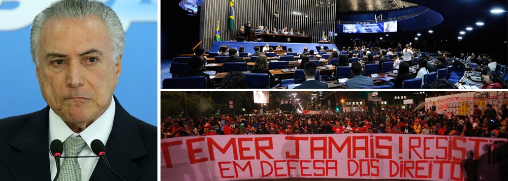 "O mais importante é derrotar esse governo. E a forma mais possível de derrotá-lo no prazo mais curto é impedir que ele obtenhas os 2/3 no Senado. Depois dessa data, o governo golpista ou um sucedâneo seu, pode sobreviver até 2018, quando terá destruído o país", analisa o colunista 247 Emir Sader; para ele, o governo provisório de Michel Temer aposta todas as cartas na votação do Senado; "Ou eles conquistam o poder de ficar até 2018 ou tem que abandonar o golpe. Compram o Judiciário, compram os governadores, nomeiam todos os que podem. Falta a esquerda despertar para a importância dessa votação e se jogar nela com os instrumentos de que disponha", argumenta (Foto: Emir Sader) "O mais importante é derrotar esse governo. E a forma mais possível de derrotá-lo no prazo mais curto é impedir que ele obtenhas os 2/3 no Senado. Depois dessa data, o governo golpista ou um sucedâneo seu, pode sobreviver até 2018, quando terá destruído o país", analisa o colunista 247 Emir Sader; para ele, o governo provisório de Michel Temer aposta todas as cartas na votação do Senado; "Ou eles conquistam o poder de ficar até 2018 ou tem que abandonar o golpe. Compram o Judiciário, compram os governadores, nomeiam todos os que podem. Falta a esquerda despertar para a importância dessa votação e se jogar nela com os instrumentos de que disponha", argumenta