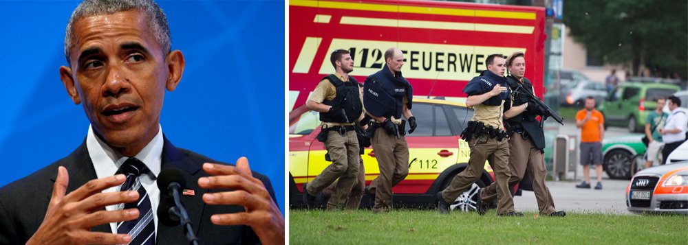 Ao falar do ataque que deixou nove mortos em Munique, o presidente americano Barack Obama disse que hoje em dia as liberdades dos cidadãos dependem do trabalho dos agentes de segurança; "Nosso modo de vida, nossas liberdades", disse ele, "nossa capacidade de levar a vida de todos os dias, educando nossos filhos", e de repente o humor do presidente mudou; "E vê-los crescer e se formarem no ensino médio e agora prestes a deixar seu pai", continuou; em seguida, ele se desculpou; assista (Foto: Leonardo Attuch) Ao falar do ataque que deixou nove mortos em Munique, o presidente americano Barack Obama disse que hoje em dia as liberdades dos cidadãos dependem do trabalho dos agentes de segurança; "Nosso modo de vida, nossas liberdades", disse ele, "nossa capacidade de levar a vida de todos os dias, educando nossos filhos", e de repente o humor do presidente mudou; "E vê-los crescer e se formarem no ensino médio e agora prestes a deixar seu pai", continuou; em seguida, ele se desculpou; assista