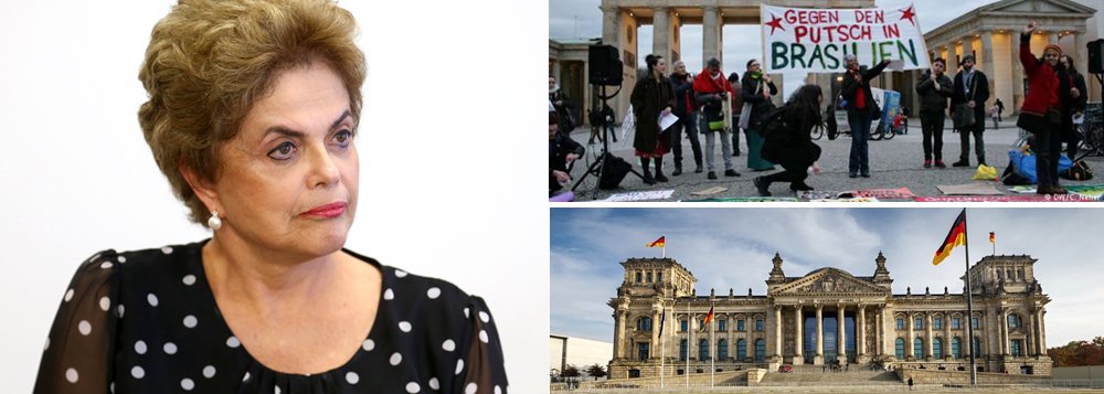 No próximo dia 20, os deputados alemães vão debater o processo de deposição da presidente afastada Dilma Rousseff no Brasil no Bundestag, o parlamento alemão, em Berlim; discussão terá transmissão ao vivo pela internet; o debate será promovido a partir de um pedido do Partido de Esquerda, que pede ao governo alemão para que repudie o impeachment da presidente brasileira; após a decisão do Senado, a imprensa alemã chegou a tratar o afastamento como uma "injustiça histórica"; o Partido Social Democrata Alemão, o SPD, uma das mais importantes vozes políticas da Europa, divulgou uma nota contra o que chamou de golpe político-parlamentar; Berlim foi um dos palcos de protesto contra o golpe no exterior (Foto: Gisele Federicce) No próximo dia 20, os deputados alemães vão debater o processo de deposição da presidente afastada Dilma Rousseff no Brasil no Bundestag, o parlamento alemão, em Berlim; discussão terá transmissão ao vivo pela internet; o debate será promovido a partir de um pedido do Partido de Esquerda, que pede ao governo alemão para que repudie o impeachment da presidente brasileira; após a decisão do Senado, a imprensa alemã chegou a tratar o afastamento como uma "injustiça histórica"; o Partido Social Democrata Alemão, o SPD, uma das mais importantes vozes políticas da Europa, divulgou uma nota contra o que chamou de golpe político-parlamentar; Berlim foi um dos palcos de protesto contra o golpe no exterior