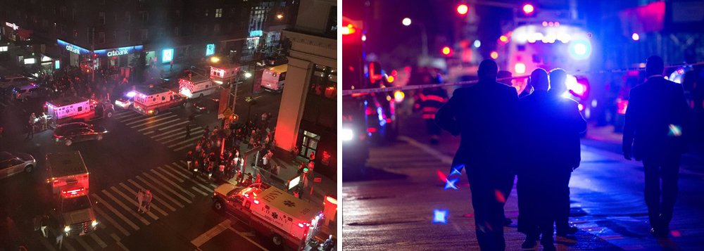 O prefeito de Nova York, Bill de Blasio, atendeu a imprensa e disse que a explosão foi intencional, mas que não há indícios, até o início das investigações, de que se trata de um ato terrorista (Foto: Leonardo Attuch) O prefeito de Nova York, Bill de Blasio, atendeu a imprensa e disse que a explosão foi intencional, mas que não há indícios, até o início das investigações, de que se trata de um ato terrorista