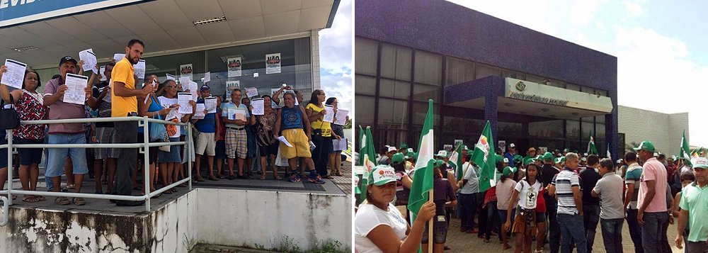 Servidores do Instituto Nacional de Seguridade Social (INSS) ocupam agências em Maceió e em cidades do interior; categoria protesta contra o fim do Ministério da Previdência Social; eles também acusam o governo interino de Michel Temer (PMDB) de promover um verdadeiro desmonte na gestão e de pretender mudar as regras para a aposentadoria, prejudicando os trabalhadores (Foto: Voney Malta) Servidores do Instituto Nacional de Seguridade Social (INSS) ocupam agências em Maceió e em cidades do interior; categoria protesta contra o fim do Ministério da Previdência Social; eles também acusam o governo interino de Michel Temer (PMDB) de promover um verdadeiro desmonte na gestão e de pretender mudar as regras para a aposentadoria, prejudicando os trabalhadores