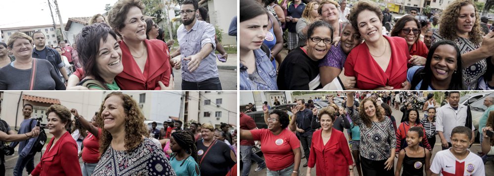 A presidente afastada Dilma Rousseff mergulhou na campanha eleitoral de 2016, concentrando-se na disputa pela prefeitura do Rio de Janeiro; ao lado de Jandira Feghali, do PC do B, ela visitou o maior conjunto do Minha Casa, Minha Vida na zona oeste da cidade; nas redes sociais, Jandira, que está empatada em segundo lugar com o candidato Pedro Paulo, do PMDB, afirma que "machistas, golpistas, traíras, não passarão!"; nesta quarta-feira, Dilma fará um comício ao lado de Jandira, que foi uma de suas mais aguerridas defensoras durante o processo de impeachment (Foto: Leonardo Attuch) A presidente afastada Dilma Rousseff mergulhou na campanha eleitoral de 2016, concentrando-se na disputa pela prefeitura do Rio de Janeiro; ao lado de Jandira Feghali, do PC do B, ela visitou o maior conjunto do Minha Casa, Minha Vida na zona oeste da cidade; nas redes sociais, Jandira, que está empatada em segundo lugar com o candidato Pedro Paulo, do PMDB, afirma que "machistas, golpistas, traíras, não passarão!"; nesta quarta-feira, Dilma fará um comício ao lado de Jandira, que foi uma de suas mais aguerridas defensoras durante o processo de impeachment