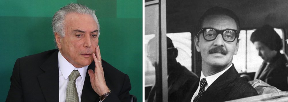 O atraso organizado está de volta, vociferante. Temer, com seu slogan “ordem e progresso”, parece Jânio Quadros sem caspas. Jânio se orgulhava da mesóclise, do leite de colônia e da brilhantina Glostora. Temer, também, da mesóclise, mas da gomalina e da Água Velva. Falta apenas a renúncia, para complementar o enredo (Foto: Laurez Cerqueira) O atraso organizado está de volta, vociferante. Temer, com seu slogan “ordem e progresso”, parece Jânio Quadros sem caspas. Jânio se orgulhava da mesóclise, do leite de colônia e da brilhantina Glostora. Temer, também, da mesóclise, mas da gomalina e da Água Velva. Falta apenas a renúncia, para complementar o enredo
