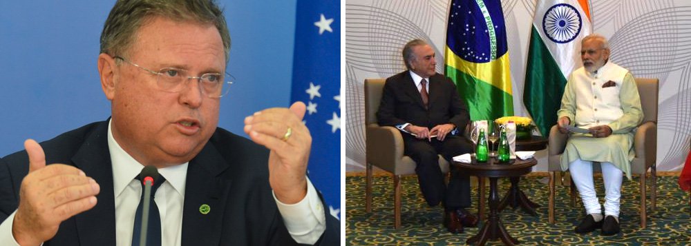 Ministro da Agricultura, Blairo Maggi, classificou a Índia como um país "muito protecionista" e afirmou que o país precisa "retirar as barreiras fitossanitárias" caso queira ser um parceiro estratégico do Brasil; "A Índia, que quer o Brasil como um parceiro estratégico, precisa retirar as barreiras fitossanitárias que aí estão colocadas, porque elas não existem. O que existe é a política de não querer importar ou dar preferência a um outro país que não seja o Brasil", afirmou; declaração aconteceu pouco após Michel Temer reunir-se com o primeiro-ministro indiano Narendra Modi para tratar de investimentos e do comércio bilateral entre as duas nações. (Foto: Paulo Emílio) Ministro da Agricultura, Blairo Maggi, classificou a Índia como um país "muito protecionista" e afirmou que o país precisa "retirar as barreiras fitossanitárias" caso queira ser um parceiro estratégico do Brasil; "A Índia, que quer o Brasil como um parceiro estratégico, precisa retirar as barreiras fitossanitárias que aí estão colocadas, porque elas não existem. O que existe é a política de não querer importar ou dar preferência a um outro país que não seja o Brasil", afirmou; declaração aconteceu pouco após Michel Temer reunir-se com o primeiro-ministro indiano Narendra Modi para tratar de investimentos e do comércio bilateral entre as duas nações.