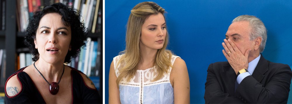 Para a filósofa e escritora Marcia Tiburi, o uso da imagem da primeira-dama, Marcela Temer, alçada nesta semana ao centro do palco no lançamento do programa Criança Feliz, serve para "enfeitar" o governo e "acobertar e desviar o olhar da população daquilo que realmente importa"; em entrevista à Rádio Brasil Atual na manhã desta sexta-feira, 7, Marcia afirma que "o ridículo político venceu" e que Temer "se esconde atrás da barra da saia de uma mocinha loira com quem ele casou" (Foto: Aquiles Lins) Para a filósofa e escritora Marcia Tiburi, o uso da imagem da primeira-dama, Marcela Temer, alçada nesta semana ao centro do palco no lançamento do programa Criança Feliz, serve para "enfeitar" o governo e "acobertar e desviar o olhar da população daquilo que realmente importa"; em entrevista à Rádio Brasil Atual na manhã desta sexta-feira, 7, Marcia afirma que "o ridículo político venceu" e que Temer "se esconde atrás da barra da saia de uma mocinha loira com quem ele casou"