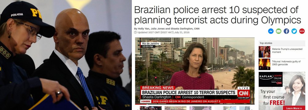 Ministros de Michel Temer acreditam que a atitude do titular da Justiça, Alexandre de Moraes, de anunciar as prisões de pessoas acusadas de preparar atos terroristas no país com espalhafato, pode ter efeito duplo: de um lado, mostra firmeza; de outro, pode aumentar o pânico e afugentar turistas que vêm para o evento; 20 mil pessoas teriam cancelado reservas em hotéis para a Olimpíada no Rio por causa das notícias de que as coisas não andam bem na cidade (Foto: Roberta Namour) Ministros de Michel Temer acreditam que a atitude do titular da Justiça, Alexandre de Moraes, de anunciar as prisões de pessoas acusadas de preparar atos terroristas no país com espalhafato, pode ter efeito duplo: de um lado, mostra firmeza; de outro, pode aumentar o pânico e afugentar turistas que vêm para o evento; 20 mil pessoas teriam cancelado reservas em hotéis para a Olimpíada no Rio por causa das notícias de que as coisas não andam bem na cidade