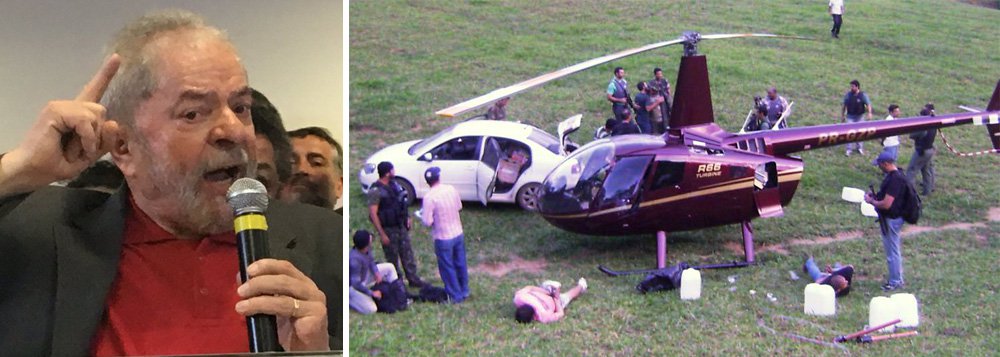 No pronunciamento em que rebateu a denúncia do Ministério Público, o ex-presidente Lula ironizou o órgão ao dizer que "eles tinham provas de um helicóptero com 400kg de cocaína, mas não tinham convicção, então liberaram"; a denúncia de 2013 envolveu o nome do senador Aécio Neves (PSDB-MG); a declaração de Lula foi uma referência às afirmações dos procuradores que admitiram não ter "provas cabais" contra Lula, mas "convicção" de que ele era o comandante do esquema (Foto: Ana Pupulin) No pronunciamento em que rebateu a denúncia do Ministério Público, o ex-presidente Lula ironizou o órgão ao dizer que "eles tinham provas de um helicóptero com 400kg de cocaína, mas não tinham convicção, então liberaram"; a denúncia de 2013 envolveu o nome do senador Aécio Neves (PSDB-MG); a declaração de Lula foi uma referência às afirmações dos procuradores que admitiram não ter "provas cabais" contra Lula, mas "convicção" de que ele era o comandante do esquema