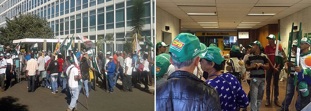 Trabalhadores ligados a movimentos campesinos ocuparam prédios dos antigos ministérios da Previdência Social e do Desenvolvimento Agrário em protesto contra a reforma ministerial do presidente interino Michel Temer, que extinguiu as pastas; manifestantes ligados à Contag e à Fetag também protestam contra a proposta de reforma previdenciária; segundo a Contag, 10 mil pessoas participam de atos em agências e postos do INSS em diversas cidades (Foto: Paulo Emílio) Trabalhadores ligados a movimentos campesinos ocuparam prédios dos antigos ministérios da Previdência Social e do Desenvolvimento Agrário em protesto contra a reforma ministerial do presidente interino Michel Temer, que extinguiu as pastas; manifestantes ligados à Contag e à Fetag também protestam contra a proposta de reforma previdenciária; segundo a Contag, 10 mil pessoas participam de atos em agências e postos do INSS em diversas cidades
