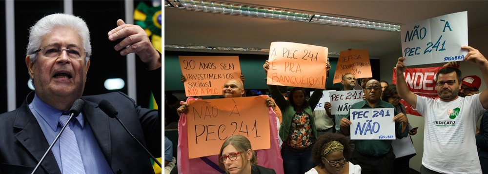 Senador Roberto Requião diz que "a proposta é tão anormal que nenhum economista ou professor universitário com credibilidade se atreveu a defendê-la" e lembra que "nunca em nenhum outro país uma proposta de congelamento dos gastos públicos foi sequer cogitada como proposta legislativa, muito menos colocar tal aberração em um texto constitucional"; "Essa proposta tão absurda serve para mostrar o grau de anormalidade política e institucional em que vive hoje o país", afirma (Foto: Gisele Federicce) Senador Roberto Requião diz que "a proposta é tão anormal que nenhum economista ou professor universitário com credibilidade se atreveu a defendê-la" e lembra que "nunca em nenhum outro país uma proposta de congelamento dos gastos públicos foi sequer cogitada como proposta legislativa, muito menos colocar tal aberração em um texto constitucional"; "Essa proposta tão absurda serve para mostrar o grau de anormalidade política e institucional em que vive hoje o país", afirma