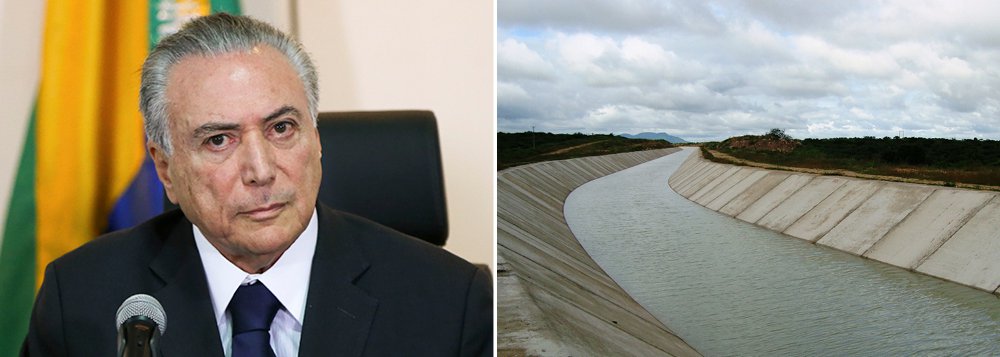Governo interino - que suspendeu verba ao estado da Paraíba, governado pelo PT, já depositada pela União na gestão de Dilma Rousseff para a construção de uma ponte - liberou R$ 30 milhões para obras de um canal adutor no sertão na terra do presidente do Senado, Renan Calheiros (PMDB-AL); este foi o maior montante liberado por Michel Temer em convênios com estados (Foto: Gisele Federicce) Governo interino - que suspendeu verba ao estado da Paraíba, governado pelo PT, já depositada pela União na gestão de Dilma Rousseff para a construção de uma ponte - liberou R$ 30 milhões para obras de um canal adutor no sertão na terra do presidente do Senado, Renan Calheiros (PMDB-AL); este foi o maior montante liberado por Michel Temer em convênios com estados