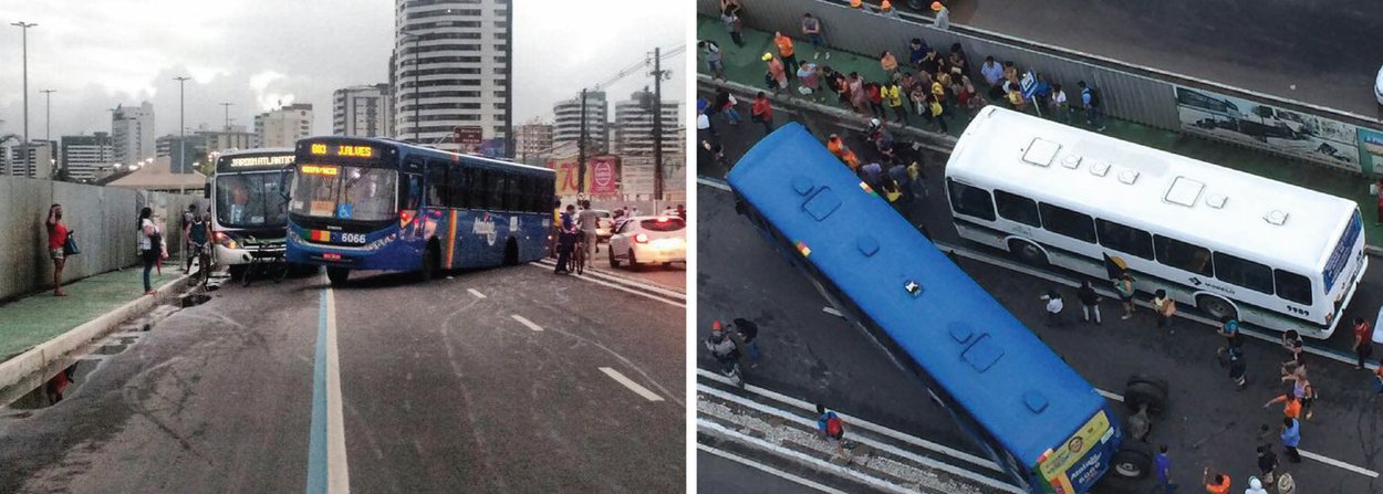 Um ônibus do transporte coletivo de Aracaju, que fazia linha "João Alves", teve um problema mecânico no final da tarde desta sexta (1º), que causou grande susto aos passageiros, além de muito transtorno e engarrafamento no trânsito da avenida Beira Mar; o veículo soltou o eixo traseiro, o que provocou a queda da carcaça do veículo na via (Foto: Valter Lima) Um ônibus do transporte coletivo de Aracaju, que fazia linha "João Alves", teve um problema mecânico no final da tarde desta sexta (1º), que causou grande susto aos passageiros, além de muito transtorno e engarrafamento no trânsito da avenida Beira Mar; o veículo soltou o eixo traseiro, o que provocou a queda da carcaça do veículo na via