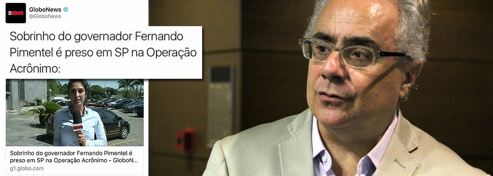 Nesta terça-feira 13, a Polícia Federal deflagrou a 7ª fase da Operação Acrônimo, que mirou, entre outras pessoas, Fernando Torres, sobrinho do governador de Minas Gerais, Fernando Pimentel; "Todos os jornais online divulgam a notícia da condução coercitiva de Torres a São Paulo para depor. Não havia. Ele apenas foi convidado a depor em Belo Horizonte, sem ser de forma coercitiva. A Globonews noticia sua prisão. E ele em Belo Horizonte, dando expediente normal", contrapõe o jornalista Luis Nassif (Foto: Gisele Federicce) Nesta terça-feira 13, a Polícia Federal deflagrou a 7ª fase da Operação Acrônimo, que mirou, entre outras pessoas, Fernando Torres, sobrinho do governador de Minas Gerais, Fernando Pimentel; "Todos os jornais online divulgam a notícia da condução coercitiva de Torres a São Paulo para depor. Não havia. Ele apenas foi convidado a depor em Belo Horizonte, sem ser de forma coercitiva. A Globonews noticia sua prisão. E ele em Belo Horizonte, dando expediente normal", contrapõe o jornalista Luis Nassif