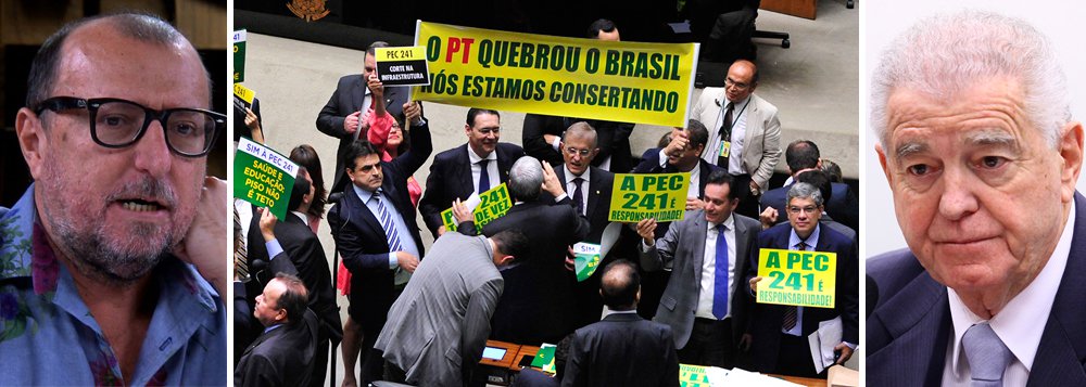 "A gente tá sempre vendo um dia depois o tamanho do desastre, agora essa PEC da morte, que triste, que pena. O antipetismo tá matando o Brasil. Em qualquer lugar do mundo a PEC da morte daria coisa parecida com o nome dela. Que covardia a imprensa não mostrar o tamanho desse desastre", comenta o jornalista Xico Sá, sobre a PEC que congela os gastos públicos por 20 anos e que deve tirar da Saúde até R$ 743 bilhões nesse período; nesta terça, o deputado federal Nelson Marquezelli (PTB-SP) deu a seguinte explicação para seu voto favorável à PEC 241: "quem não tem dinheiro não estuda" (Foto: Gisele Federicce) "A gente tá sempre vendo um dia depois o tamanho do desastre, agora essa PEC da morte, que triste, que pena. O antipetismo tá matando o Brasil. Em qualquer lugar do mundo a PEC da morte daria coisa parecida com o nome dela. Que covardia a imprensa não mostrar o tamanho desse desastre", comenta o jornalista Xico Sá, sobre a PEC que congela os gastos públicos por 20 anos e que deve tirar da Saúde até R$ 743 bilhões nesse período; nesta terça, o deputado federal Nelson Marquezelli (PTB-SP) deu a seguinte explicação para seu voto favorável à PEC 241: "quem não tem dinheiro não estuda"