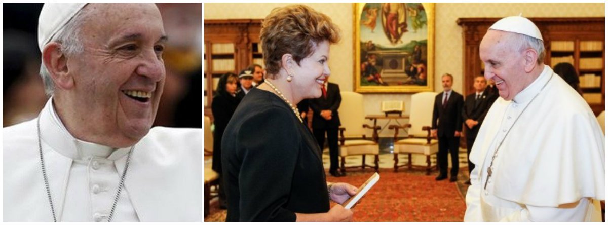 Bendita por Francisco; o golpe contra Dilma Rousseff não caiu nas graças do Papa, uma desconformidade que, nos últimos meses, ele vem insinuando através de uma série de gestos discretos, pontifícios; possivelmente, o mais eloquente tenha sido a correspondência que enviou à presidenta que está a ponto de ser destituída; a correspondência do Papa demonstra sua possível desconformidade com um processo anômalo contra uma presidenta legítima, mas também merece ser avaliada por suas implicâncias diplomáticas, numa região onde prevalece o catolicismo, sitiado pelo evangelismo neoconservador, que tem entre seus representantes Eduardo Cunha (PMDB-RJ), sócio de Michel Temer de longa data; análise de Darío Pignotti, na Carta Maior (Foto: Leonardo Lucena) www.brasil247.com - Bendita por Francisco; o golpe contra Dilma Rousseff não caiu nas graças do Papa, uma desconformidade que, nos últimos meses, ele vem insinuando através de uma série de gestos discretos, pontifícios; possivelmente, o mais eloquente tenha sido a correspondência que enviou à presidenta que está a ponto de ser destituída; a correspondência do Papa demonstra sua possível desconformidade com um processo anômalo contra uma presidenta legítima, mas também merece ser avaliada por suas implicâncias diplomáticas, numa região onde prevalece o catolicismo, sitiado pelo evangelismo neoconservador, que tem entre seus representantes Eduardo Cunha (PMDB-RJ), sócio de Michel Temer de longa data; análise de Darío Pignotti, na Carta Maior