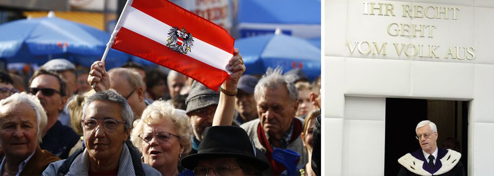 Corte Constitucional da Áustria acolheu recurso da legenda de extrema-direita Partido da Liberdade (FPÖ) e anulou o segundo turno das eleições presidenciais no país, realizadas no último dia 22 de maio; pleito teve como vencedor o candidato apoiado pelo Partido Verde, Alexander van der Bellen, com uma vantagem de 30 mil votos (em um universo de 4,6 milhões) sobre o representante do FPÖ, Norbert Hofer, que havia ganhado o primeiro turno; esta é a primeira vez que a Justiça anula o resultado de um segundo turno na Áustria, em uma sentença motivada por denúncias de irregularidades na apuração em alguns colégios eleitorais (Foto: Paulo Emílio) Corte Constitucional da Áustria acolheu recurso da legenda de extrema-direita Partido da Liberdade (FPÖ) e anulou o segundo turno das eleições presidenciais no país, realizadas no último dia 22 de maio; pleito teve como vencedor o candidato apoiado pelo Partido Verde, Alexander van der Bellen, com uma vantagem de 30 mil votos (em um universo de 4,6 milhões) sobre o representante do FPÖ, Norbert Hofer, que havia ganhado o primeiro turno; esta é a primeira vez que a Justiça anula o resultado de um segundo turno na Áustria, em uma sentença motivada por denúncias de irregularidades na apuração em alguns colégios eleitorais