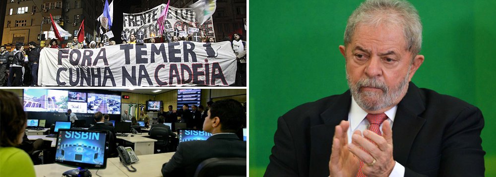 Integrantes do governo afirmam que o Planalto recebeu informações de serviços de inteligência sobre encontros recorrentes entre o ex-presidente Lula e Guilherme Boulos, líder do MTST, além da relação das reuniões com manifestações contra o presidente interino Michel Temer; é o que aponta a coluna de Natuza Nery; o GSI (Gabinete de Segurança Institucional) diz que nenhum dos dois é monitorado e que desconhece a existência dos relatos; manifestações pedindo "Fora Temer" ganham força com o apoio de centrais sindicais e do ex-presidente Lula; no dia 10 de junho, atos ocorreram em 24 Estados e no Distrito Federal (Foto: Roberta Namour) Integrantes do governo afirmam que o Planalto recebeu informações de serviços de inteligência sobre encontros recorrentes entre o ex-presidente Lula e Guilherme Boulos, líder do MTST, além da relação das reuniões com manifestações contra o presidente interino Michel Temer; é o que aponta a coluna de Natuza Nery; o GSI (Gabinete de Segurança Institucional) diz que nenhum dos dois é monitorado e que desconhece a existência dos relatos; manifestações pedindo "Fora Temer" ganham força com o apoio de centrais sindicais e do ex-presidente Lula; no dia 10 de junho, atos ocorreram em 24 Estados e no Distrito Federal