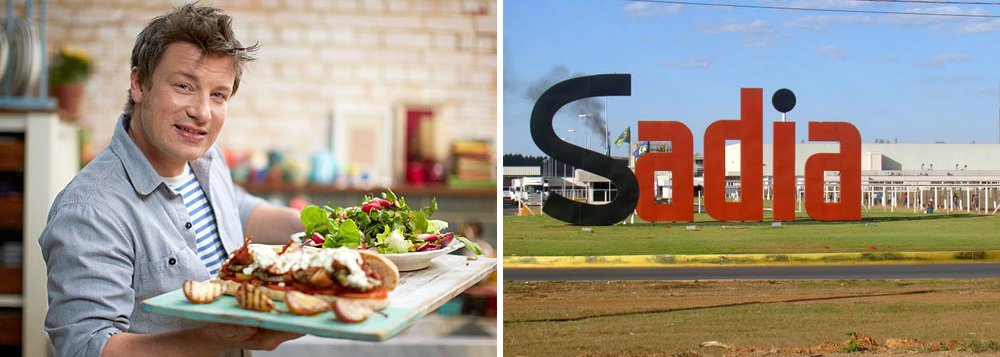 Famoso chefe inglês Jamie Oliver, que defende um modo de vida saudável, propondo que as pessoas se alimentem melhor, fechou um contrato com a Sadia que, por outro lado, é vista como uma empresa de comidas industrializadas e que dificulta a proposta do chef; “Estou errado? Talvez. Mas, para mim, estar dentro dessa máquina, uma empresa que é responsável por 18% do frango no mundo é algo positivo. Mas em um ano vamos conversar e eu vou te mostrar o resultado do que fiz”, disse (Foto: Roberta Namour) Famoso chefe inglês Jamie Oliver, que defende um modo de vida saudável, propondo que as pessoas se alimentem melhor, fechou um contrato com a Sadia que, por outro lado, é vista como uma empresa de comidas industrializadas e que dificulta a proposta do chef; “Estou errado? Talvez. Mas, para mim, estar dentro dessa máquina, uma empresa que é responsável por 18% do frango no mundo é algo positivo. Mas em um ano vamos conversar e eu vou te mostrar o resultado do que fiz”, disse