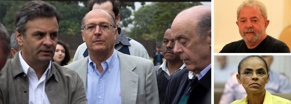 Com três potenciais candidatos brigando entre si, que são Aécio Neves, Geraldo Alckmin e José Serra, o PSDB planeja voltar à presidência da República, em 2018, sem adversários; esse projeto avançou na semana passada com o recebimento da denúncia contra o ex-presidente Luiz Inácio Lula da Silva, que, se condenado em segunda instância, se tornaria ficha-suja; além disso, o senador Aécio Neves quer pressa total na reforma política que mata partidos menores, como a Rede, de Marina Silva; ou seja: o sonho de consumo do PSDB, que perdeu as últimas quatro eleições presidenciais, é entrar sozinho na avenida (Foto: Leonardo Attuch) Com três potenciais candidatos brigando entre si, que são Aécio Neves, Geraldo Alckmin e José Serra, o PSDB planeja voltar à presidência da República, em 2018, sem adversários; esse projeto avançou na semana passada com o recebimento da denúncia contra o ex-presidente Luiz Inácio Lula da Silva, que, se condenado em segunda instância, se tornaria ficha-suja; além disso, o senador Aécio Neves quer pressa total na reforma política que mata partidos menores, como a Rede, de Marina Silva; ou seja: o sonho de consumo do PSDB, que perdeu as últimas quatro eleições presidenciais, é entrar sozinho na avenida