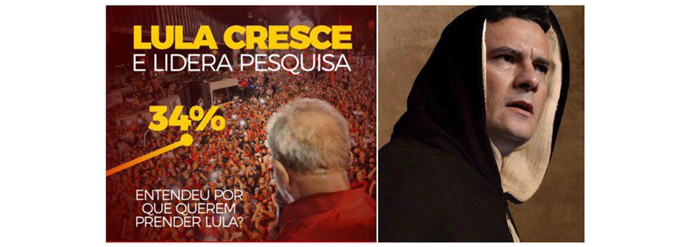 Na prática, segundo a sondagem, o magistrado da Lava Jato é o principal cabo eleitoral do petista. Os números do Vox Populi também suscitam a seguinte pergunta: e agora Moro, vai prender Lula? (Foto: Esmael Morais) Na prática, segundo a sondagem, o magistrado da Lava Jato é o principal cabo eleitoral do petista. Os números do Vox Populi também suscitam a seguinte pergunta: e agora Moro, vai prender Lula?