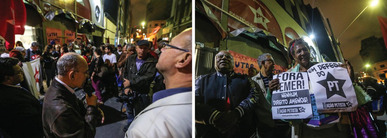 O Diretório Nacional do PT, em São Paulo, que ontem foi atacado duas vezes, foi palco, nesta sexta (1º), de um ato de solidariedade de petistas, entidades de esquerda e ativistas, que discursaram em favor da democracia e contra o ódio e deram um abraço simbólico no edifício localizado no centro da capital paulista; o presidente nacional do PT, Rui Falcão, exaltou a militância petista; “São em momentos como esse que vemos como o PT é forte. Como existe unidade entre nós; não apenas em defesa de um partido ou de uma sede. É em defesa de uma causa”, disse; “A resistência e a solidariedade que vocês nos trazem têm um significado elevadíssimo. Militante do PT não abaixa a cabeça!", completou (Foto: Valter Lima) O Diretório Nacional do PT, em São Paulo, que ontem foi atacado duas vezes, foi palco, nesta sexta (1º), de um ato de solidariedade de petistas, entidades de esquerda e ativistas, que discursaram em favor da democracia e contra o ódio e deram um abraço simbólico no edifício localizado no centro da capital paulista; o presidente nacional do PT, Rui Falcão, exaltou a militância petista; “São em momentos como esse que vemos como o PT é forte. Como existe unidade entre nós; não apenas em defesa de um partido ou de uma sede. É em defesa de uma causa”, disse; “A resistência e a solidariedade que vocês nos trazem têm um significado elevadíssimo. Militante do PT não abaixa a cabeça!", completou