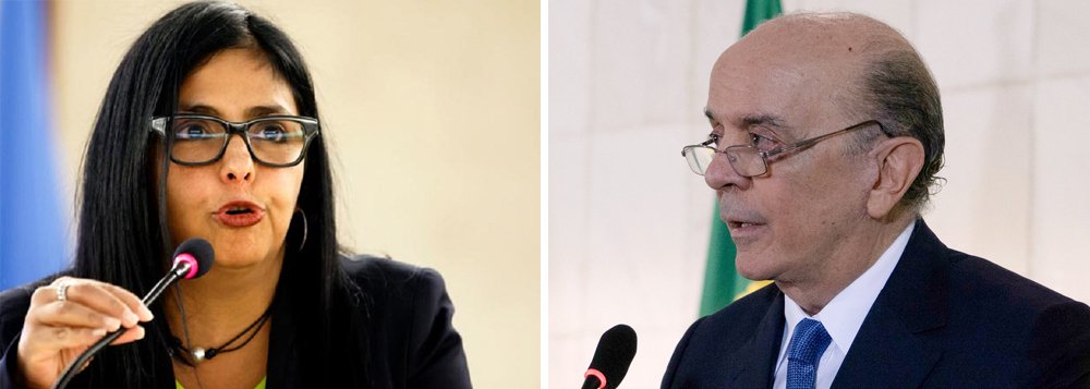 "Tentar destruir o Mercosul via artifícios ilegais é um reflexo da política intolerante e o desespero dos burocratas", disse a chanceler venezuelana, Delcy Rodríguez, em publicação no Twitter; nesta terça, Brasil, Argentina, Paraguai e Uruguai, liderados pelo chanceler do governo Temer, José Serra, anunciaram que o grupo regional será comandado conjuntamente por eles pelos próximos seis meses (Foto: Paulo Emílio) "Tentar destruir o Mercosul via artifícios ilegais é um reflexo da política intolerante e o desespero dos burocratas", disse a chanceler venezuelana, Delcy Rodríguez, em publicação no Twitter; nesta terça, Brasil, Argentina, Paraguai e Uruguai, liderados pelo chanceler do governo Temer, José Serra, anunciaram que o grupo regional será comandado conjuntamente por eles pelos próximos seis meses