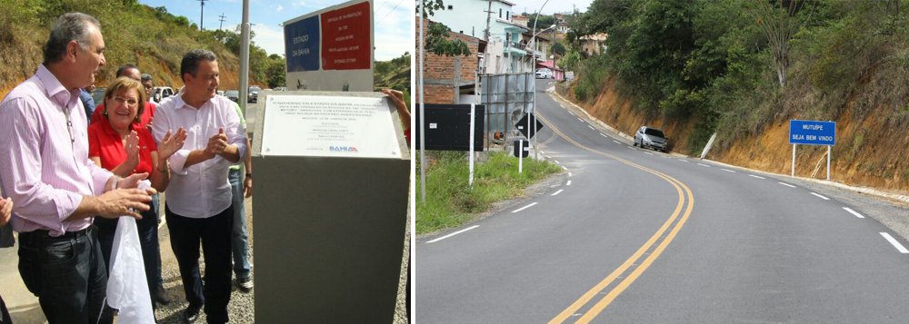 Com asfalto novo, a BA-540 foi entregue no sábado (18) pelo governador Rui Costa, depois de receber investimento de R$ 6,5 milhões; trafegam pela rodovia mais de 500 veículos por dia, atendendo aos mais de 80 mil moradores também dos municípios de Elísio Medrado, Milagres e São Miguel das Matas; Rui destacou que a recuperação de estradas proporciona segurança, desenvolvimento, tráfego de mercadorias, emprego e renda para a população (Foto: Romulo Faro) Com asfalto novo, a BA-540 foi entregue no sábado (18) pelo governador Rui Costa, depois de receber investimento de R$ 6,5 milhões; trafegam pela rodovia mais de 500 veículos por dia, atendendo aos mais de 80 mil moradores também dos municípios de Elísio Medrado, Milagres e São Miguel das Matas; Rui destacou que a recuperação de estradas proporciona segurança, desenvolvimento, tráfego de mercadorias, emprego e renda para a população
