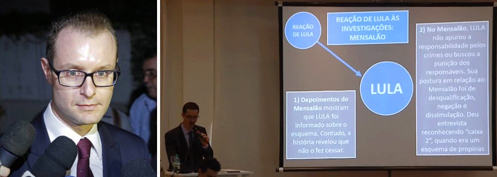 Em coletiva de imprensa, o advogado Cristiano Zanin Martins, que defende o ex-presidente, diz que o MPF "elegeu Lula como 'maestro de uma organização criminosa', mas 'esqueceu' do principal: a apresentação de provas dos crimes imputados"; "Um novo país nasceu hoje sob a batuta de Deltan Dallagnol e, neste país, ser amigo e ter aliados políticos é crime", acrescentou o defensor de Lula; para Martins, a "conduta política" de Dallagnol "é incompatível com o cargo de procurador da República e com a utilização de recursos públicos do Ministério Público Federal para divulgar suas teses" (Foto: Gisele Federicce) Em coletiva de imprensa, o advogado Cristiano Zanin Martins, que defende o ex-presidente, diz que o MPF "elegeu Lula como 'maestro de uma organização criminosa', mas 'esqueceu' do principal: a apresentação de provas dos crimes imputados"; "Um novo país nasceu hoje sob a batuta de Deltan Dallagnol e, neste país, ser amigo e ter aliados políticos é crime", acrescentou o defensor de Lula; para Martins, a "conduta política" de Dallagnol "é incompatível com o cargo de procurador da República e com a utilização de recursos públicos do Ministério Público Federal para divulgar suas teses"