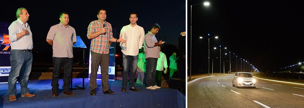 Prefeito CArlos Amastha (PSB), pré-candidato à reeleição, inaugurou nessa quinta-feira, 23, obras realizadas no trecho Norte da Avenida Theotônio Segurado; avenida recebeu a construção de ponte e duplicação de trecho, pavimentação, iluminação em LED e paisagismo no canteiro central. Os investimentos totalizam mais de R$ 5 milhões, de recursos federais e municipais; "Estamos acabando com mais de 20 anos de esquecimento. Estou muito feliz, pois Palmas está na contramão da crise, estamos trabalhando em todos os cantos da cidade, levando benefícios onde estiverem os palmenses", afirmou Amastha (Foto: Aquiles Lins) Prefeito CArlos Amastha (PSB), pré-candidato à reeleição, inaugurou nessa quinta-feira, 23, obras realizadas no trecho Norte da Avenida Theotônio Segurado; avenida recebeu a construção de ponte e duplicação de trecho, pavimentação, iluminação em LED e paisagismo no canteiro central. Os investimentos totalizam mais de R$ 5 milhões, de recursos federais e municipais; "Estamos acabando com mais de 20 anos de esquecimento. Estou muito feliz, pois Palmas está na contramão da crise, estamos trabalhando em todos os cantos da cidade, levando benefícios onde estiverem os palmenses", afirmou Amastha