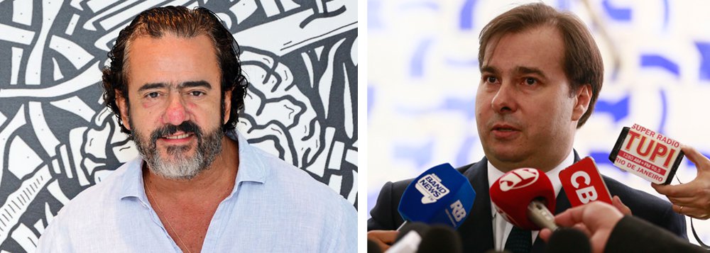 "Os contrapontos ao termo 'golpista' e à expressão 'fora, Temer' são pífios. Surgiu a ideia de divulgar o slogan 'Bora, Temer', mas acho horrível. 'Fora, ladrão', então, é pior ainda", disse Rodrigo Maia (DEM-RJ), presidente da Câmara e, na prática, o novo vice-presidente da República, numa crítica direta aos slogans criados por Elsinho Mouco, marqueteiro de Michel Temer (Foto: Leonardo Attuch) "Os contrapontos ao termo 'golpista' e à expressão 'fora, Temer' são pífios. Surgiu a ideia de divulgar o slogan 'Bora, Temer', mas acho horrível. 'Fora, ladrão', então, é pior ainda", disse Rodrigo Maia (DEM-RJ), presidente da Câmara e, na prática, o novo vice-presidente da República, numa crítica direta aos slogans criados por Elsinho Mouco, marqueteiro de Michel Temer