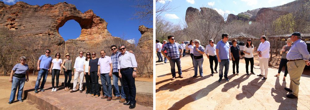 A a vice-governadora do Piauí, Margarete Coelho, visitou o município de São Raimundo Nonato, onde apresentou os sítios arqueológicos situados no Parque Nacional da Serra da Capivara aos empresários Bejanmin Steinbruch, presidente da Companhia de Siderúrgica Nacional (CSN), e Luis Champalimaud; a visita teve como objetivo conhecer os vestígios humanos do homem das Américas, bem como tratar sobre os potenciais investimentos na região (Foto: Leonardo Lucena) A a vice-governadora do Piauí, Margarete Coelho, visitou o município de São Raimundo Nonato, onde apresentou os sítios arqueológicos situados no Parque Nacional da Serra da Capivara aos empresários Bejanmin Steinbruch, presidente da Companhia de Siderúrgica Nacional (CSN), e Luis Champalimaud; a visita teve como objetivo conhecer os vestígios humanos do homem das Américas, bem como tratar sobre os potenciais investimentos na região